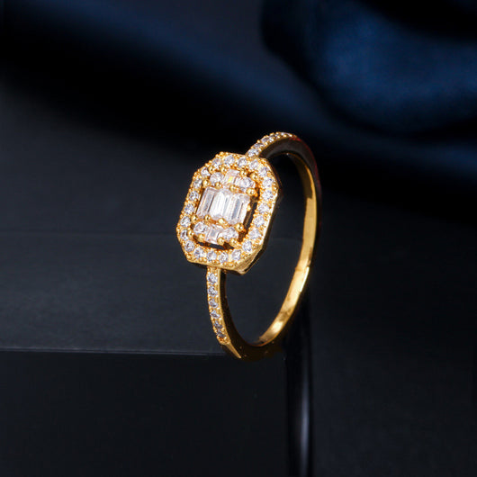 Conjunto de Pulsera y Anillo para Mujer con Circonita Brillante y Baño de Oro Real - Image 4