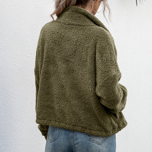 Chaqueta Sudadera Cropped con Cuello Reversible y Cordón Ajustable