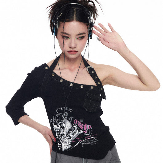 Playera Asimétrica con Manga Tres Cuartos - Image 6