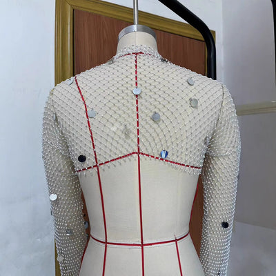 Cardigan de Malla con Lentejuelas y Detalles de Diamantes - Image 4