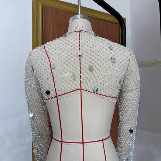 Cardigan de Malla con Lentejuelas y Detalles de Diamantes - Image 4
