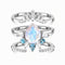 Sterling Plateado Waterdrop Moonstone Three Layer Suit Ladies Ring Versatile Azul 6