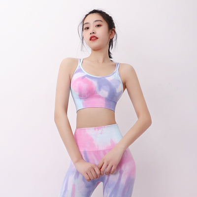 Conjunto Deportivo Tie-dye Cintura Alta sin Costuras para Yoga y Running