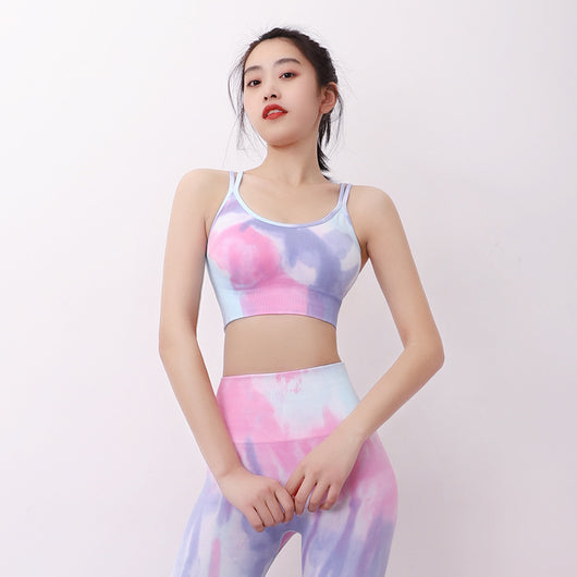 Conjunto Deportivo Tie-dye Cintura Alta sin Costuras para Yoga y Running