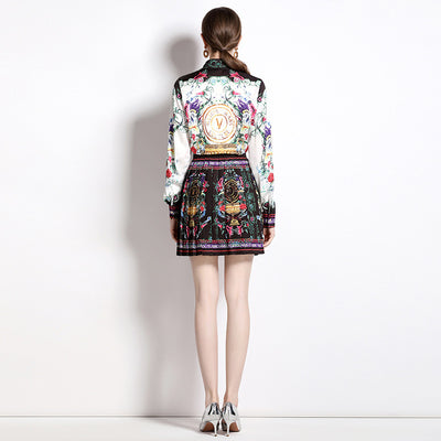 Conjunto Elegante Falda Estampada con Blusa Casual - Image 5