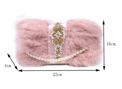 Bolso de Noche Elegante con Cadena de Perlas y Diamantes - Image 6