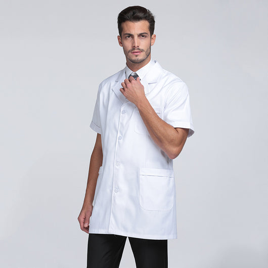 Bata Médica Blanca de Algodón con Mangas Largas - Image 3