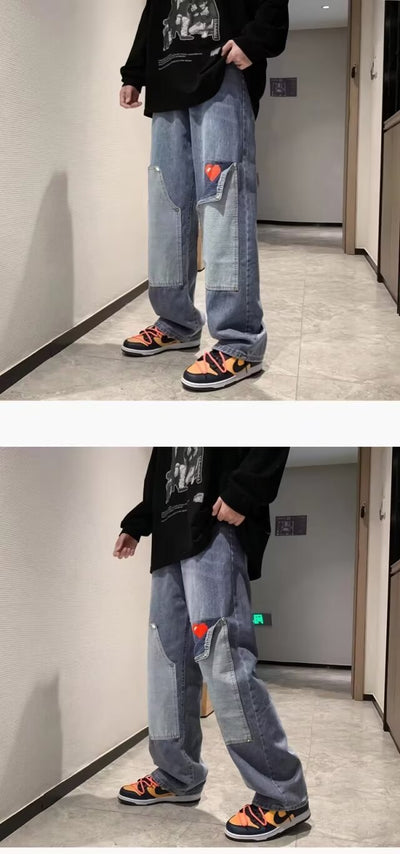 Jeans Vintage Americano con Parches para Hombre - Estilo Trendy - Image 18