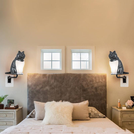 Lámpara de Pared Gato USB con Luz Nocturna y Carga Inalámbrica - Image 10