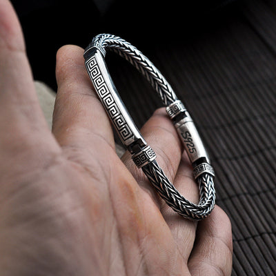 Pulsera de Plata Tailandesa Personality Tide - Diseño Moderno Unisex - Image 3