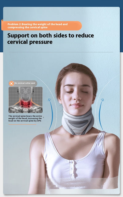 Pink bionic breathable neck guard for cervical vertebra care, designed to prevent bowing and neck leaning forward, shown with a grey storage bag. - Image 16