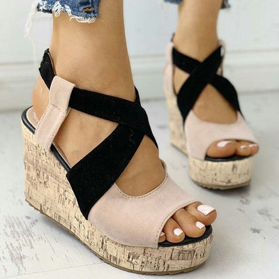 Sandalias Cuña Tacón Alto Estilo Europeo Boca de Pez - Image 11