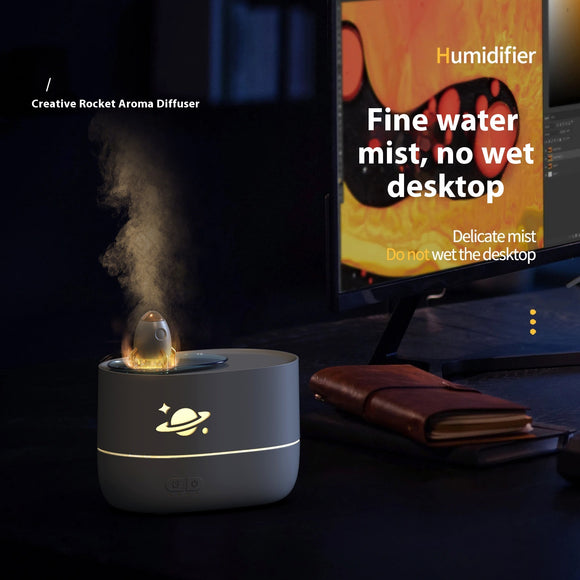 Difusor Aromático con Llama LED y Humidificador de Escritorio