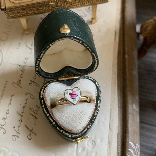 Anillo Rosa Esmaltado Pintado a Mano