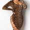 Vestido Corto con Espalda de Encaje y Estampado Leopardo para uso en Ecuador