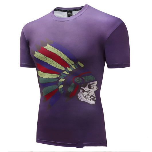 Playera Deportiva Calavera 3D con Tecnología Stretch Quick-Dry para Hombre - Image 4