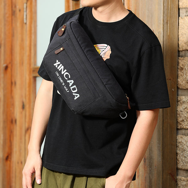 Bolsa de Pecho Multifuncional para Hombre - Mochila de Lona de Gran Capacidad