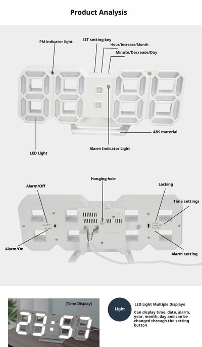 Reloj de Pared LED Luminiscente con Diseño Moderno para Sala y Dormitorio - Image 11