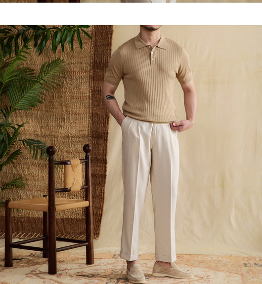 Polo Slim Fit con Rayas Hundidas en Tencel Algodón - Camiseta Transpirable - Image 9