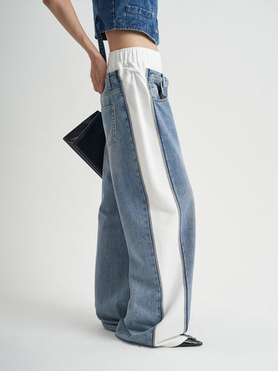 Jeans Patchwork Cintura Alta Loose Fit para Mujer - Image 10