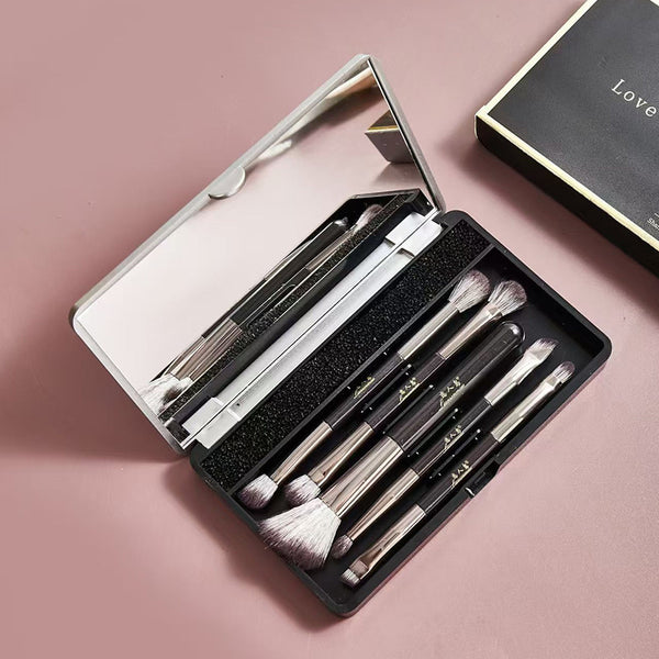 Set de Brochas de Maquillaje Profesional con Espejo Integrado