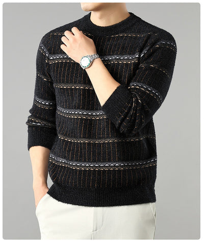Suéter Grueso de Cuello Redondo para Hombre con Forro Polar y Textura de Visón Sintético - Image 21