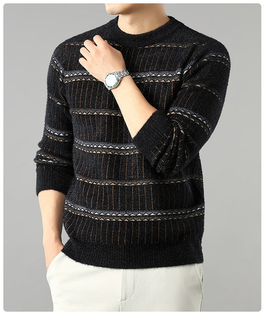 Suéter Grueso de Cuello Redondo para Hombre con Forro Polar y Textura de Visón Sintético - Image 21