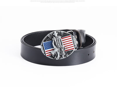 Cinturón de Cuero Genuino con Hebilla Bandera - Estilo Personalizado - Image 13