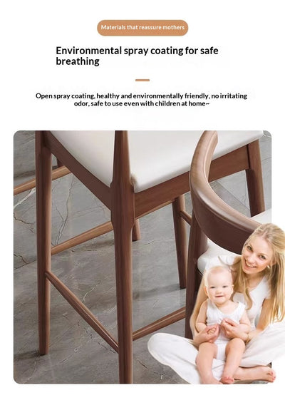 Taburete Minimalista Nórdico en Madera Maciza con Detalles en Cuerno - Image 12