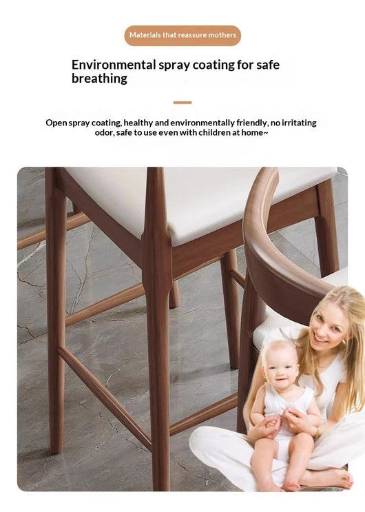 Taburete Minimalista Nórdico en Madera Maciza con Detalles en Cuerno - Image 12