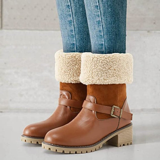 Botas Occidentales con Tacón Robusto y Hebilla para Mujer - Calidez Invernal - Image 2