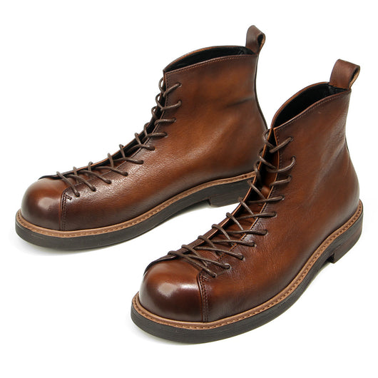 Botas Martin para Hombre de Cuero Genuino Estilo Vintage Amekaji - Image 8