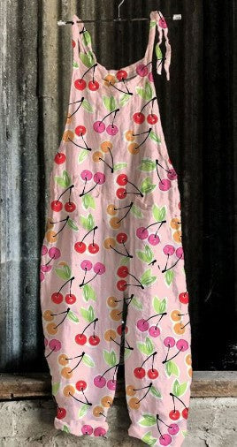 Pantalones de Lino y Algodón con Tirantes Estampados para Mujer - Image 15