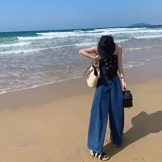 Jeans Retro de Cintura Alta Pierna Ancha para Mujer - Estilo Minimalista - Image 2