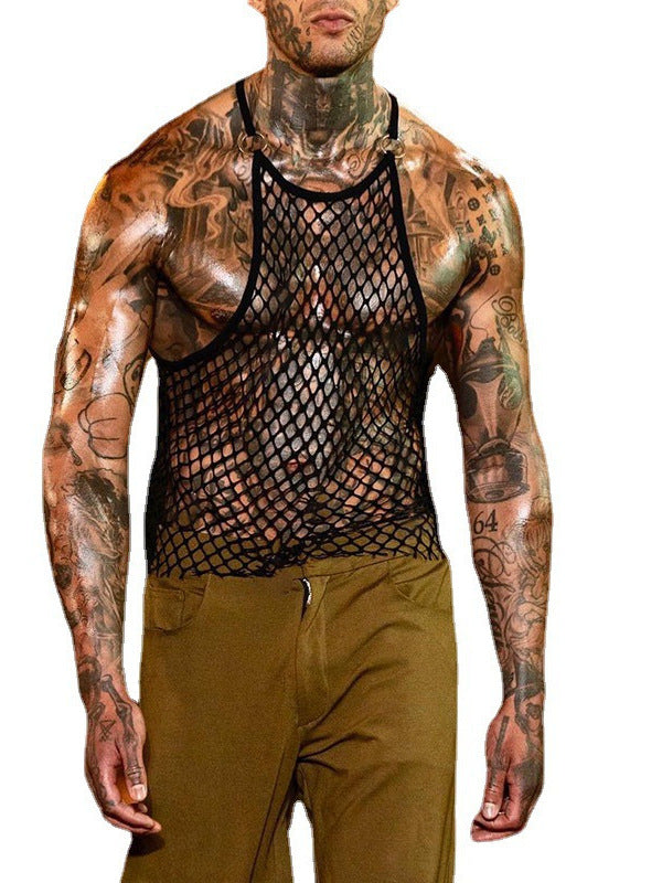 Chaleco de Malla Transparente Estilo Europeo y Americano para Hombre - Image 5