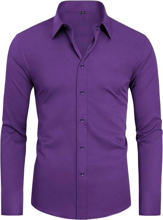 Camisa Elástica de Talla Grande para Hombre de Manga Larga - Image 26