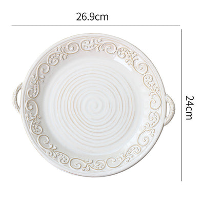 Plato de Cerámica Retro con Relieve Elegante para Comedor - Image 5