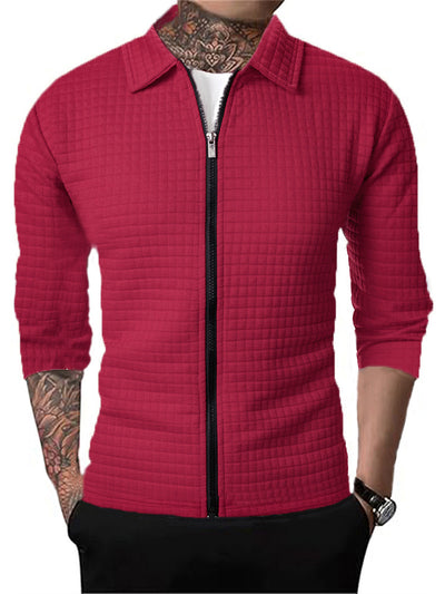 Cardigan Tipo Waffle con Solapa para Hombre - Casual y Versátil - Image 11