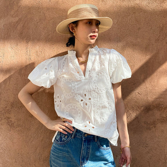 Blusa Francesa Elegante para Mujer - Estilo Festivo