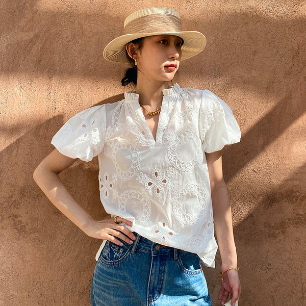 Blusa Francesa Elegante para Mujer - Estilo Festivo