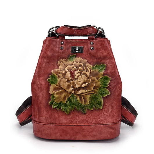 Mochila Retro de Cuero Genuino para Mujer - Diseño Vintage Crema - Image 9