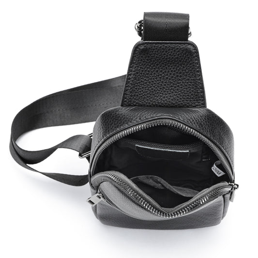 Bolsa de Pecho Crossbody de Cuero Genuino para Hombre - Funcional y Versátil - Image 2