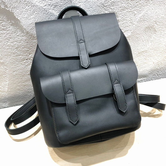 Mochila de Cuero Genuino Retro Hecha a Mano - Bolso Compacto Primera Capa
