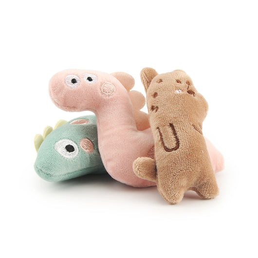 Set of 6 mini plush pet toys including a cat head, two dinosaurs, a strawberry, and two other animals. - Image 10