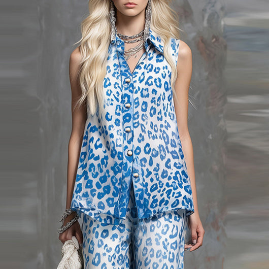 Conjunto Estampado Animal Print: Blusa Suelta y Pantalón a Juego - Image 4