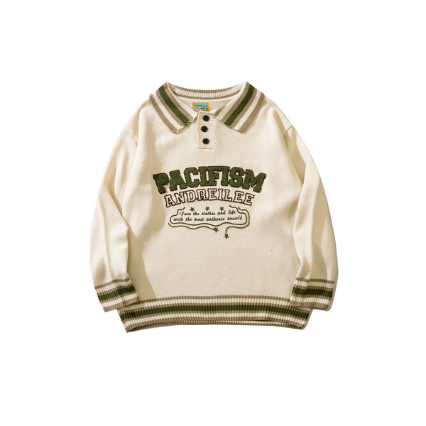 Suéter Tipo Polo Cuello Solapa Estilo College Americano - Image 7