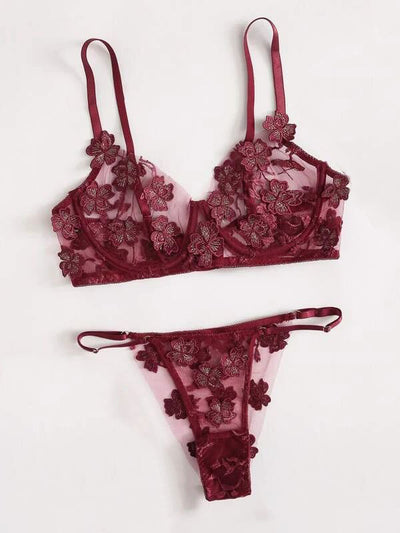 Conjunto Romántico de Encaje Floral Transparente - Image 3