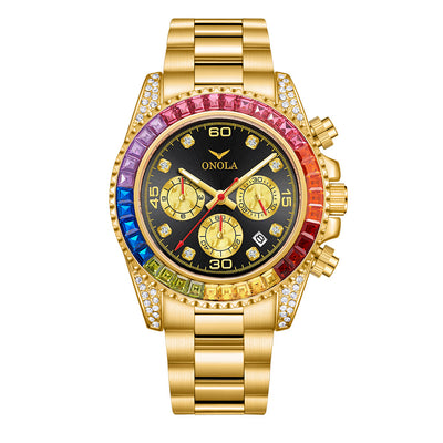 Reloj Ejecutivo Resistente al Agua con Banda de Acero Inoxidable y Arcoíris - Image 3