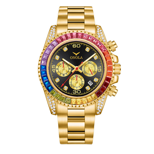 Reloj Ejecutivo Resistente al Agua con Banda de Acero Inoxidable y Arcoíris - Image 3