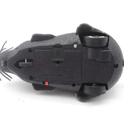 Black remote control mouse toy with a flocking texture and a black remote control on a white background. - Image 9